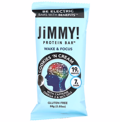 JiMMY!, Be Electric Bars With Benefits, Cookies 'N Cream, 12 Protein Bars, 2.05 oz (58 g) Each