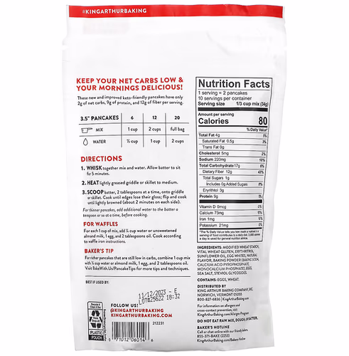 King Arthur Flour, Keto Wheat Pancake Mix, 12 oz (340 g) King Arthur Flour, Keto Wheat Pancake Mix, 12 oz (340 g)