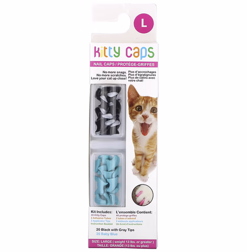 Kitty Caps 美甲帽套件,大號,黑色帶灰色尖頭,淡藍色,44 件套 香港 Kitty Caps 美甲帽套件,大號,黑色帶灰色尖頭,淡藍色,44 件套 香港