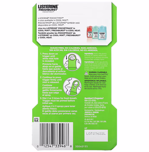 Listerine, PocketMist, Freshburst, 140 Mist Sprays, (7.7 ml) Listerine, PocketMist, Freshburst, 140 Mist Sprays, (7.7 ml)