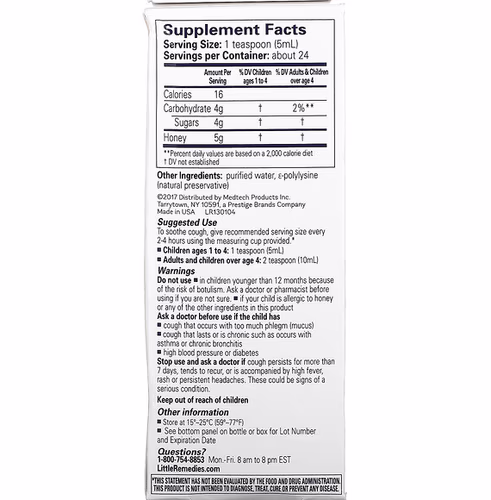 Little Remedies, 100% Natural Honey Cough Syrup, Ages 12 Month+, 4 fl oz (118 ml) Little Remedies, 100% Natural Honey Cough Syrup, Ages 12 Month+, 4 fl oz (118 ml)