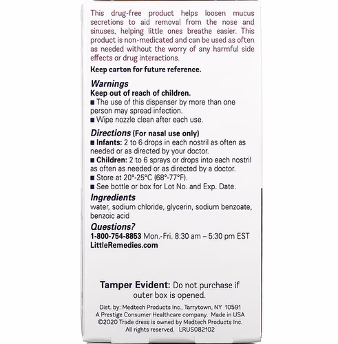 Little Remedies, Saline Spray + Drops, For Noses, 0.5 fl oz (15 ml) Little Remedies, Saline Spray + Drops, For Noses, 0.5 fl oz (15 ml)