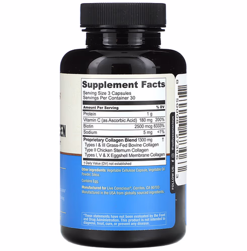 Live Conscious, Beyond Collagen, With Biotin & Vitamin C, 1, 300 mg, 90 Capsules