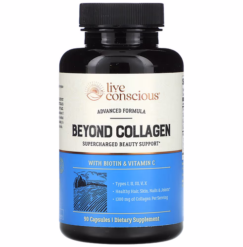 Live Conscious Beyond 膠原蛋白，含生物素和維生素 C，1,300 毫克，90 粒膠囊 香港