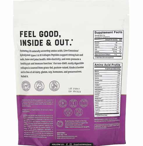 Live Conscious, Collagen Peptides, Unflavored, 16 oz (454 g) Live Conscious, Collagen Peptides, Unflavored, 16 oz (454 g)