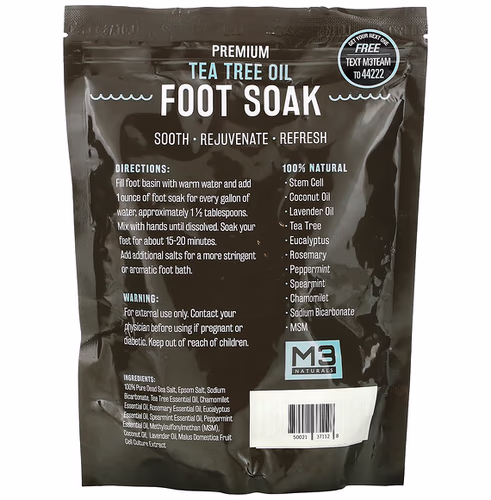 M3 Naturals, Premium Tea Tree Oil Foot Soak, 16 oz (1 lb) M3 Naturals, Premium Tea Tree Oil Foot Soak, 16 oz (1 lb)