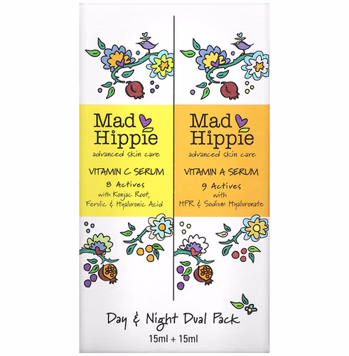 Mad Hippie, Day & Night Dual Pack, Vitamin C & Vitamin A Serum, 2 Bottles, 15 ml Each Mad Hippie, Day & Night Dual Pack, Vitamin C & Vitamin A Serum, 2 Bottles, 15 ml Each