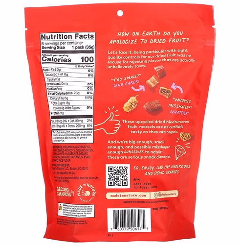 Made in Nature, Second Chances, Dried Upcycled Fruit, Mediterranean Fruit Mix, 6 Packs, 1.25 oz (35 g) Each Made in Nature, Second Chances, Dried Upcycled Fruit, Mediterranean Fruit Mix, 6 Packs, 1.25 oz (35 g) Each