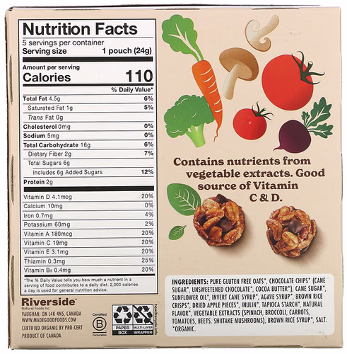 MadeGood, Granola Minis, Chocolate Chip, 5 Packs, 0.85 oz (24 g) Each MadeGood, Granola Minis, Chocolate Chip, 5 Packs, 0.85 oz (24 g) Each