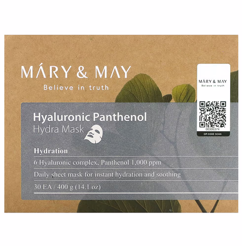Mary & May, Hyaluronic Panthenol, Hydra Beauty Mask, 30 Sheets, 14.1 oz (400 g)