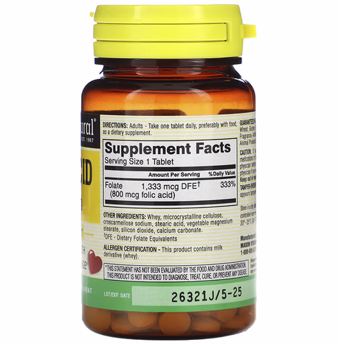 Mason Natural, Folic Acid, 800 mcg, 100 Tablets Mason Natural, Folic Acid, 800 mcg, 100 Tablets