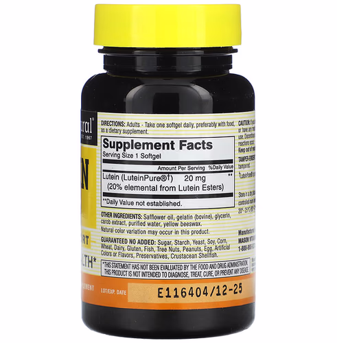 Mason Natural, Lutein, 20 mg, 30 Softgels Mason Natural, Lutein, 20 mg, 30 Softgels