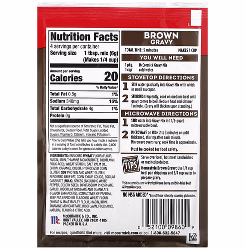 McCormick, Brown Gravy, 0.87 oz (24 g) McCormick, Brown Gravy, 0.87 oz (24 g)