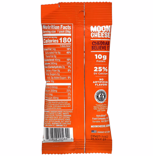 Moon Cheese, Cheddar Believe It, 1 oz (28 g) Moon Cheese, Cheddar Believe It, 1 oz (28 g)