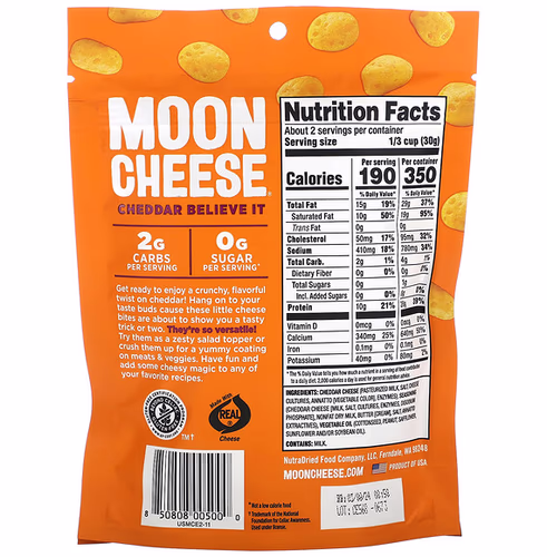 Moon Cheese, Crunchy Cheese Bites, Cheddar Believe It, 2 oz (57 g)