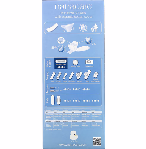 Natracare, Maternity Pads with Organic Cotton Cover, 10 Pads