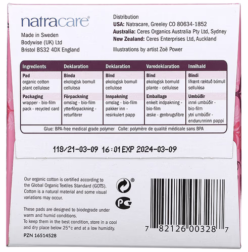 Natracare, Ultra Extra Pads, Organic Cotton Cover, Super, 10 Pads Natracare, Ultra Extra Pads, Organic Cotton Cover, Super, 10 Pads