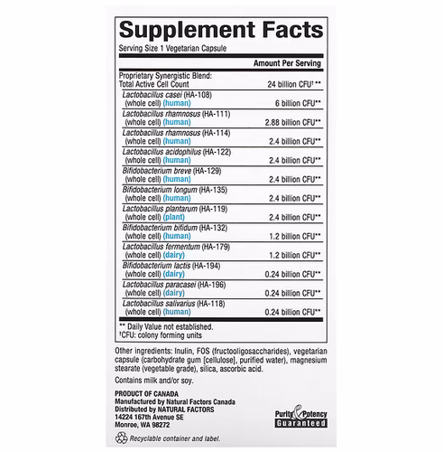 Natural Factors, Ultimate Probiotic, 24/12 Formula, 24 Billion, 60 Vegetarian Capsules Natural Factors, Ultimate Probiotic, 24/12 Formula, 24 Billion, 60 Vegetarian Capsules