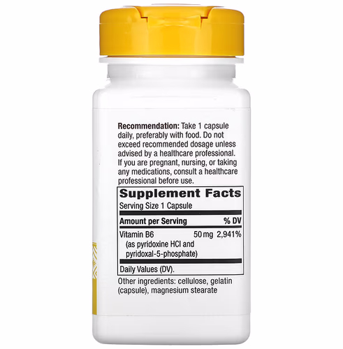 Nature's Way, Vitamin B-6, 50 mg, 100 Capsules Nature's Way, Vitamin B-6, 50 mg, 100 Capsules