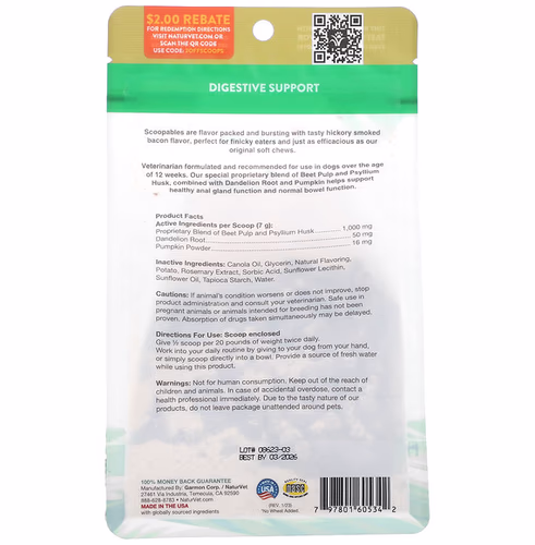 NaturVet, No Scoot Anal Gland Support, Scoopables + Pumpkin, For Dogs, Bacon, 45 Scoops, 11 oz (315 g) NaturVet, No Scoot Anal Gland Support, Scoopables + Pumpkin, For Dogs, Bacon, 45 Scoops, 11 oz (315 g)