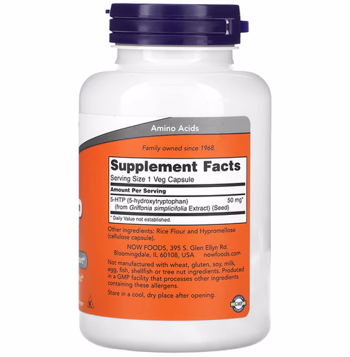 NOW Foods, 5-HTP, 50 mg, 180 Veg Capsules