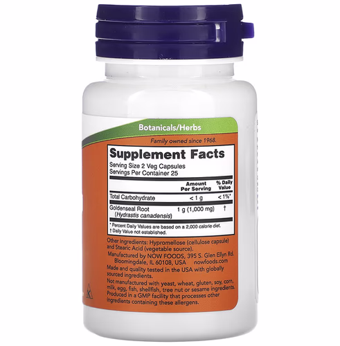 NOW Foods, Goldenseal Root, 500 mg, 50 Veg Capsules NOW Foods, Goldenseal Root, 500 mg, 50 Veg Capsules