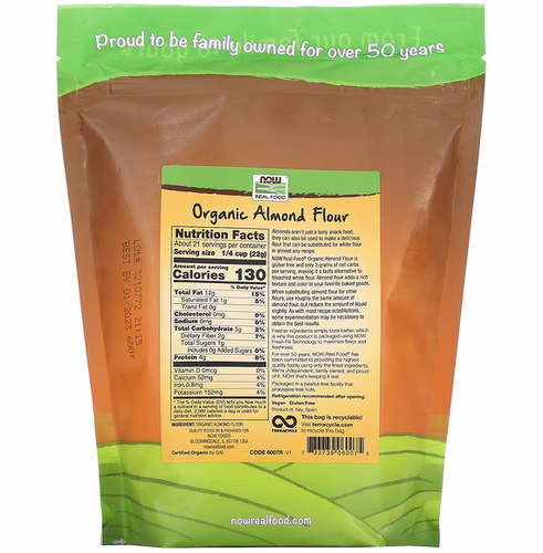 NOW Foods, Real Food, Organic Almond Flour, Superfine, 16 oz (454 g)