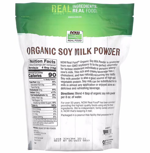 NOW Foods, Real Food, Organic Soy Milk Powder, 20 oz (567 g) NOW Foods, Real Food, Organic Soy Milk Powder, 20 oz (567 g)