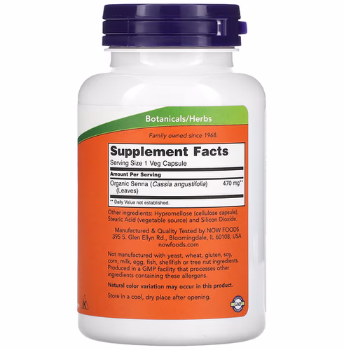番瀉葉, 順勢療法: Now Foods, Senna Leaves, 470 mg, 100 Veg Capsules