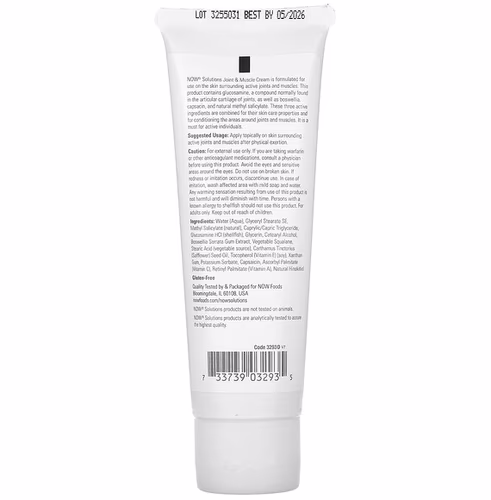 NOW Foods, Solutions, Joint and Muscle Cream, 4 fl oz (118 ml)