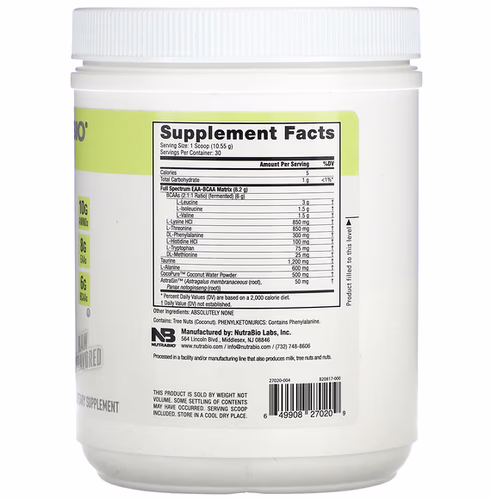 Nutrabio Labs, EAA, Raw Unflavored, 0.70 lb (317 g)
