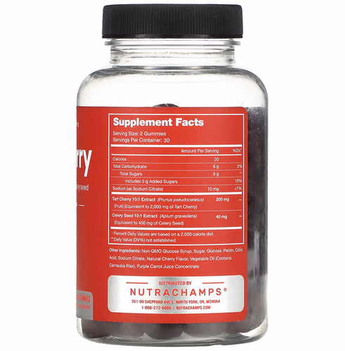 NutraChamps, Tart Cherry, Natural Cherry, 60 Vegan Gummies NutraChamps, Tart Cherry, Natural Cherry, 60 Vegan Gummies