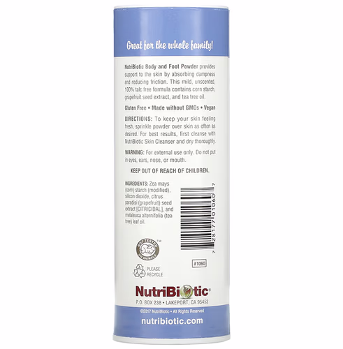 NutriBiotic, Body & Foot Powder with Grapefruit Seed Extract & Tea Tree Oil, Unscented, 4 oz (113 g) NutriBiotic, Body & Foot Powder with Grapefruit Seed Extract & Tea Tree Oil, Unscented, 4 oz (113 g)