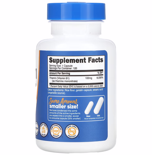 Nutricost, Vitamin B1, Thiamine Mononitrate, 100 mg, 120 Capsules Nutricost, Vitamin B1, Thiamine Mononitrate, 100 mg, 120 Capsules