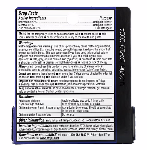 Orajel, 3X Medicated For Mouth Sores Gel, Extra Strength, 0.18 oz (5.1 g)