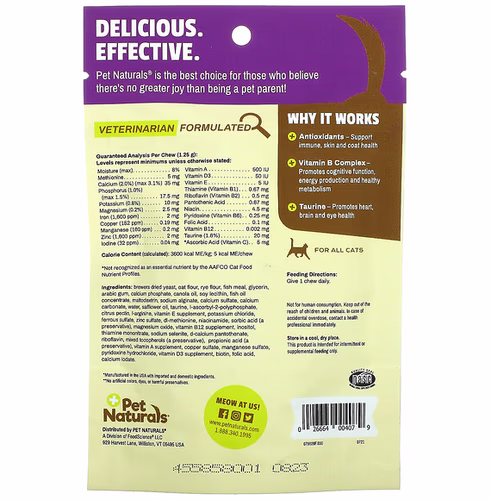 Pet Naturals, Daily Multi, For Cats, All Sizes, 30 Chews, 1.32 oz (37.5 g) Pet Naturals, Daily Multi, For Cats, All Sizes, 30 Chews, 1.32 oz (37.5 g)