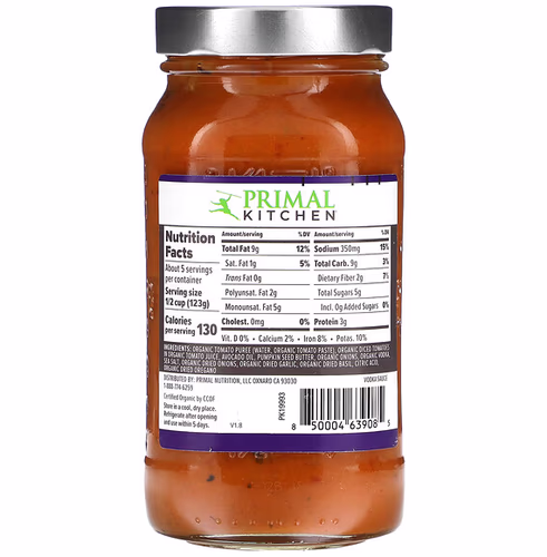 Primal Kitchen, No Dairy Vodka Sauce Made With Avocado Oil, 23.5 oz (667 g) Primal Kitchen, No Dairy Vodka Sauce Made With Avocado Oil, 23.5 oz (667 g)