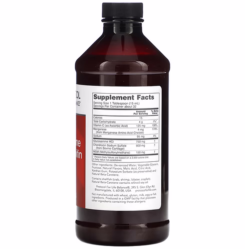Protocol for Life Balance, Liquid Glucosamine & Chondroitin with MSM, Citrus, 16 fl oz (473 ml) Protocol for Life Balance, Liquid Glucosamine & Chondroitin with MSM, Citrus, 16 fl oz (473 ml)