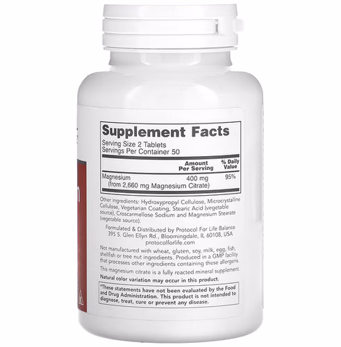 Protocol for Life Balance, Magnesium Citrate, 100 Tablets
