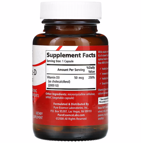 Pure Essence, Vitamin-D, 2, 000 IU, 30 Vegi-Caps Pure Essence, Vitamin-D, 2, 000 IU, 30 Vegi-Caps