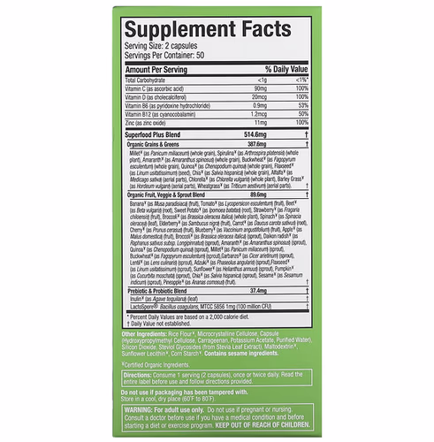 Purely Inspired, Superfood Greens with Probiotics, 100 Veggie Capsules Purely Inspired, Superfood Greens with Probiotics, 100 Veggie Capsules
