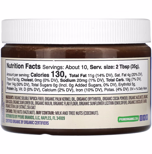 Pyure, Organic Hazelnut Spread With Cocoa, 13 oz (369 g)