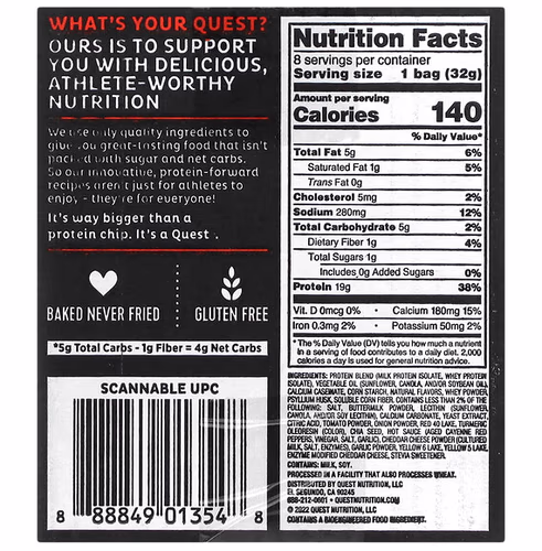 Quest Nutrition, Tortilla Style Protein Chips, Hot & Spicy, 8 Bags, 1.1 oz (32 g) Each