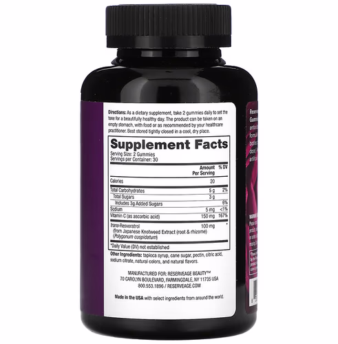 Reserveage Nutrition, Resveratrol Gummies, Grape Flavored, 50 mg, 60 Gummies