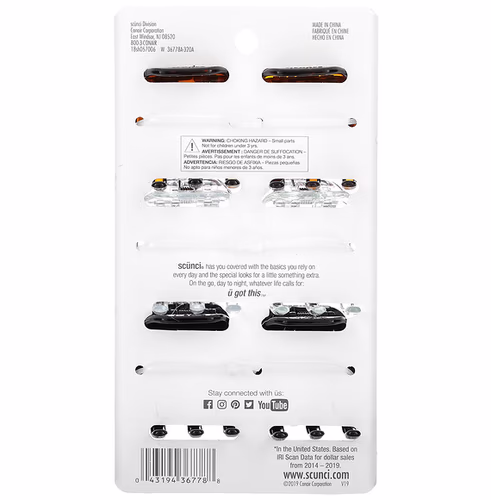 Scunci, Effortless Beauty, Jaw Clips, Assorted Colors, 6 Pieces Scunci, Effortless Beauty, Jaw Clips, Assorted Colors, 6 Pieces