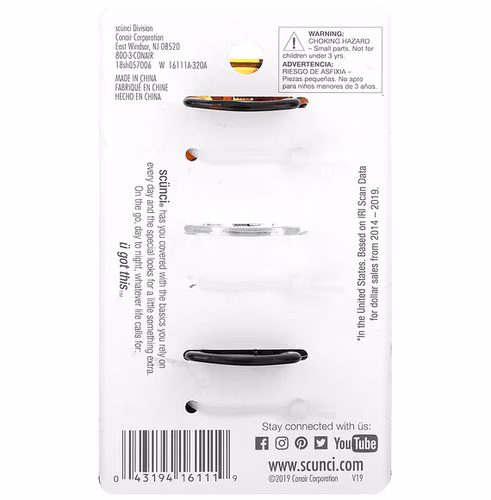 Scunci, Jaw Clips, Assorted Colors, 3 Pieces