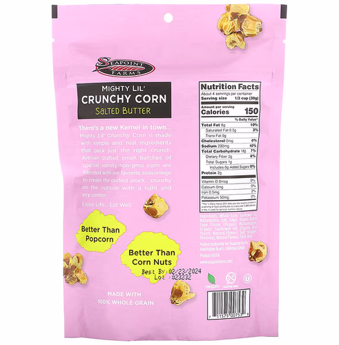 Seapoint Farms, Mighty Lil' Crunchy Corn, Salted Butter, 4 oz (113 g)