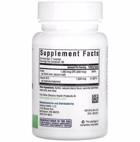 Seeking Health, Hydroxo B12 With Folinic Acid, 60 Lozenges