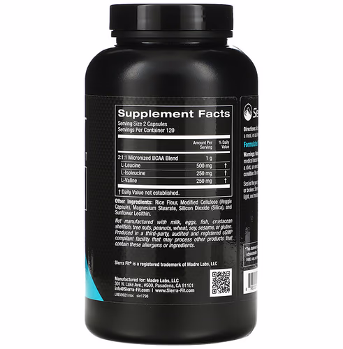 Sierra Fit, Micronized BCAA, Branched Chain Amino Acids, 500 mg, 240 Veggie Capsules
