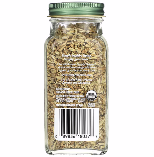 Simply Organic, Fennel Seeds, 1.90 oz (54 g) Simply Organic, Fennel Seeds, 1.90 oz (54 g)